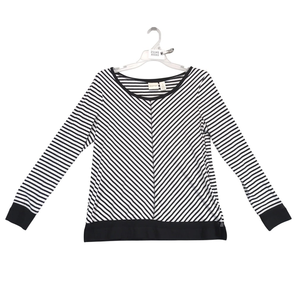 Zenergy by Chico's Black & White Chevron Stripe Top Size 1 M 8/10 Casual Chic